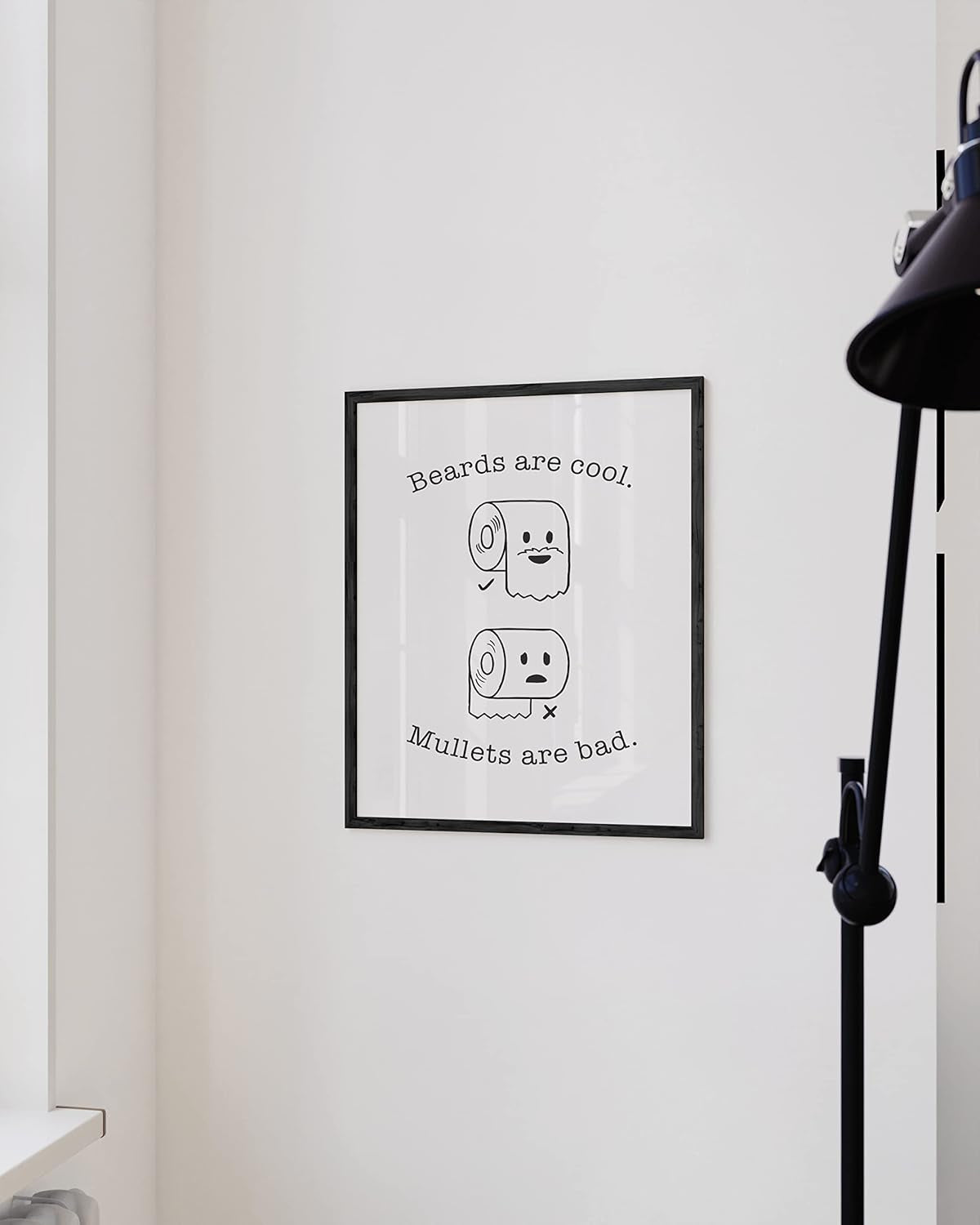 Funny Bathroom Decor & Bathroom Prints Funny Bathroom Signs & Funny Wall Decor | Bathroom Humor Wall Decor Fun Bathroom Signs Decor Funny | 12" X 16" UNFRAMED (Beard/Mullet)