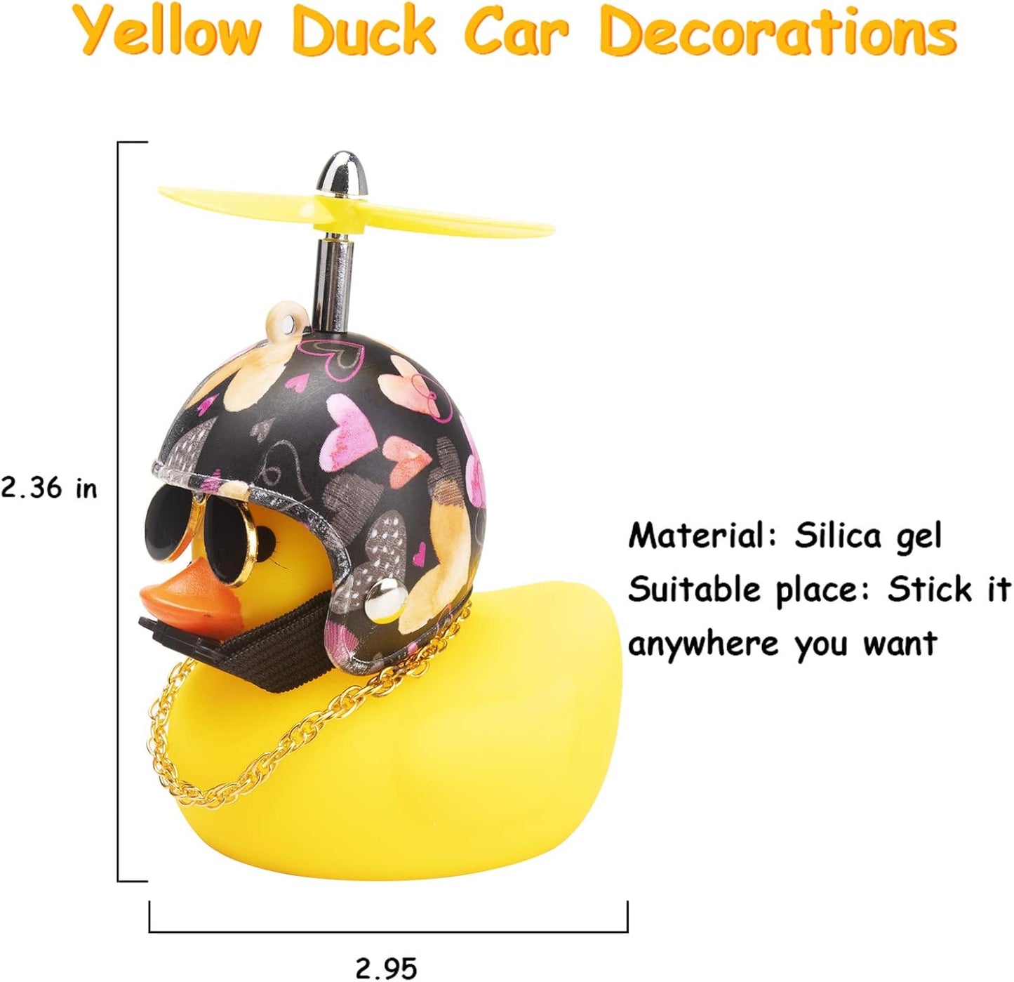 Rubber Duck Car Decorations Cute Yellow Duck Car Dashboard Ornaments with Propeller (Love)