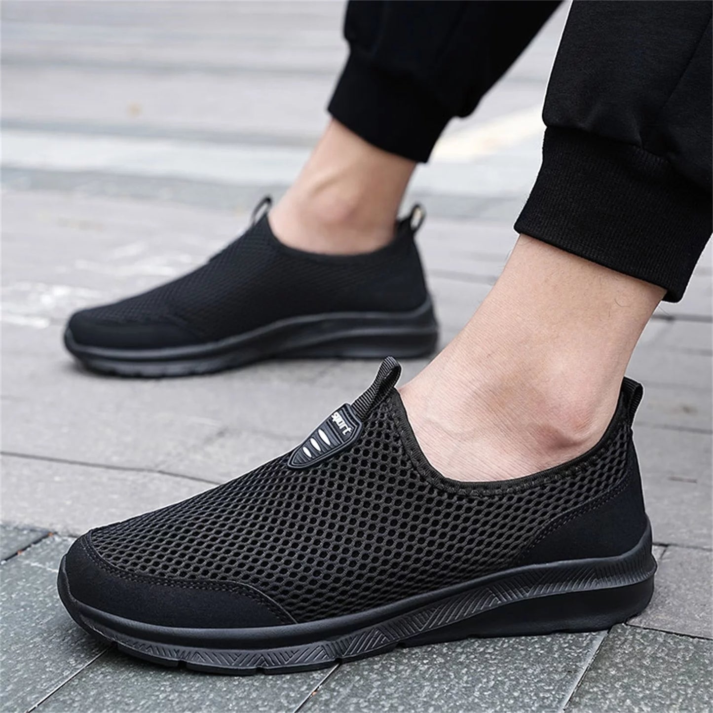Shoes Men Mesh Breathable Men Shoes Black 44
