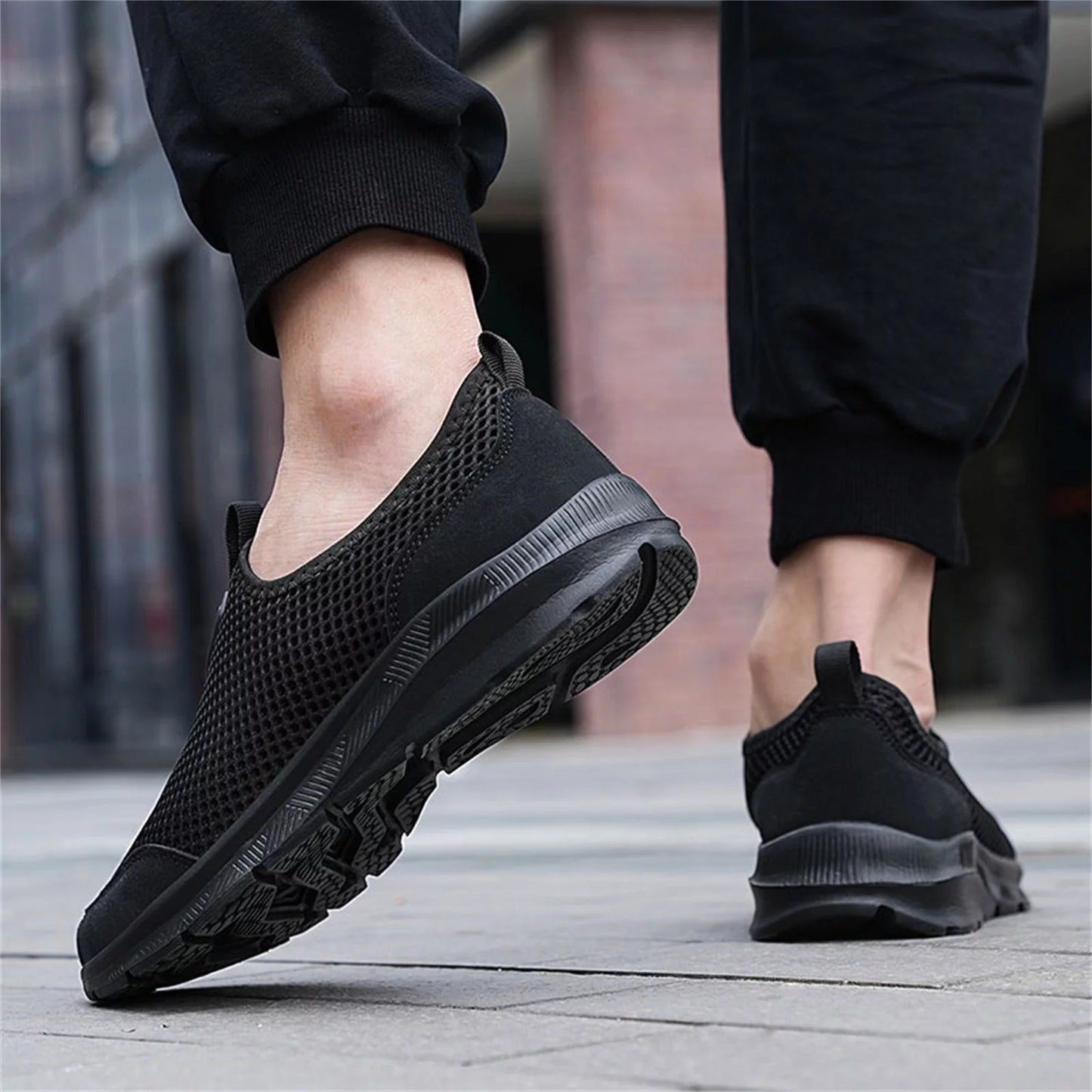 Shoes Men Mesh Breathable Men Shoes Black 44