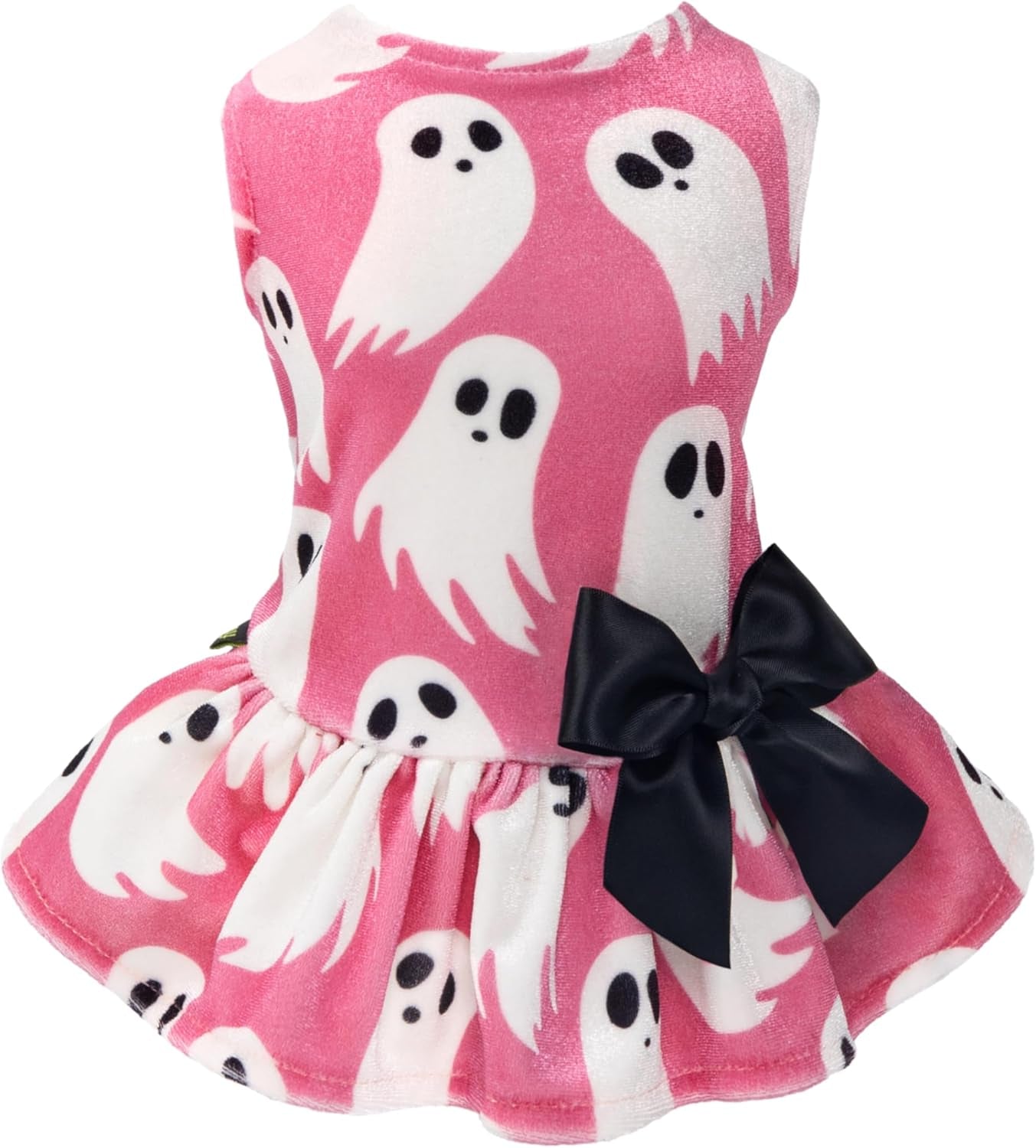 Halloween Ghost Dog Dress, Funny Dog Halloween Costumes, Doggy Clothes for Small Dogs Girl, Pet Apparel, Pink, White, Black, Medium
