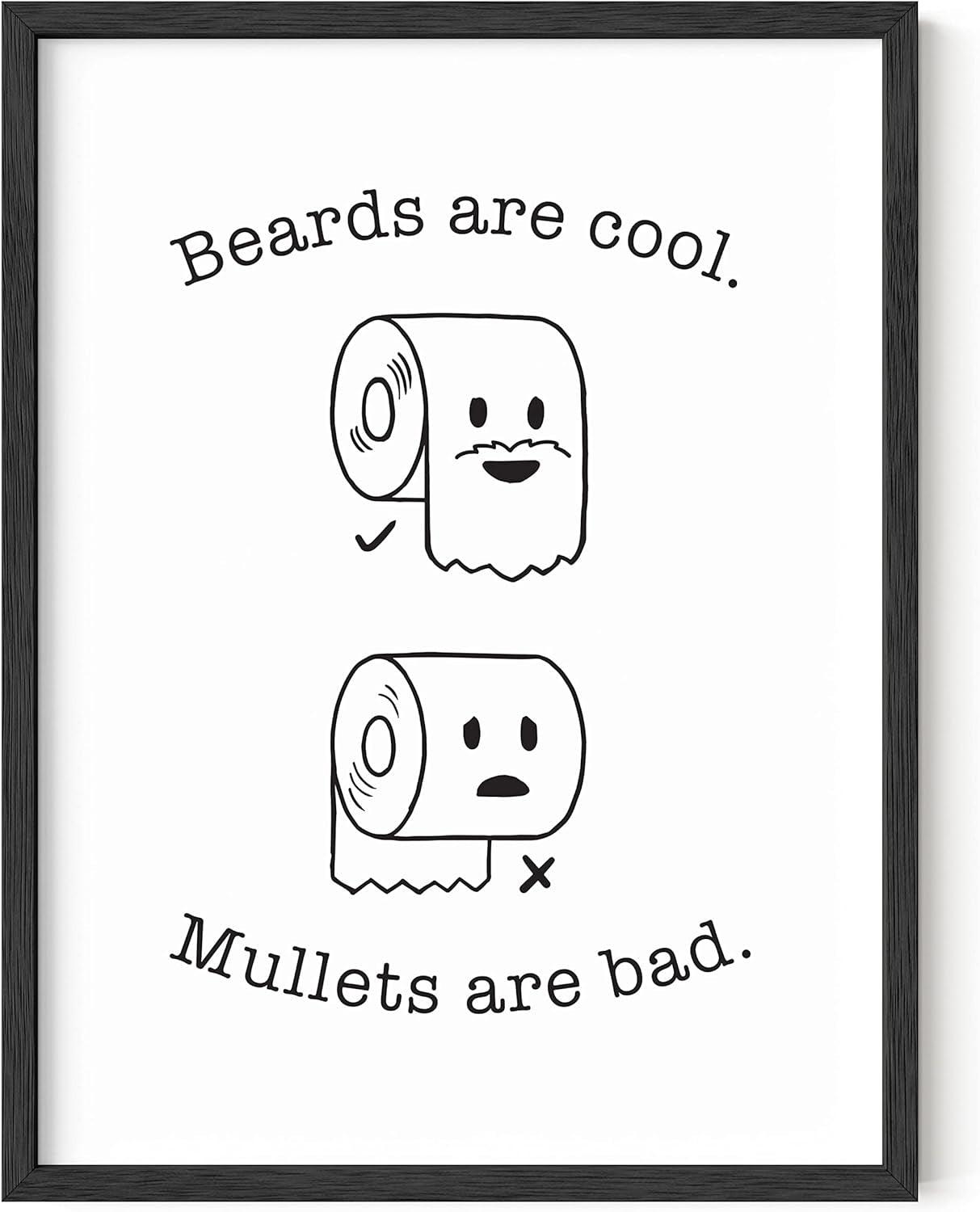 Funny Bathroom Decor & Bathroom Prints Funny Bathroom Signs & Funny Wall Decor | Bathroom Humor Wall Decor Fun Bathroom Signs Decor Funny | 12" X 16" UNFRAMED (Beard/Mullet)