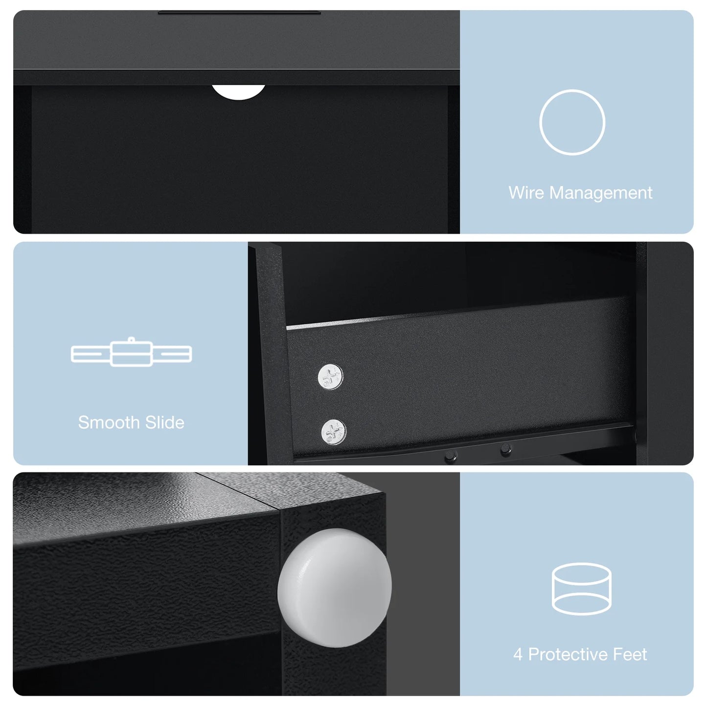Nightstands with 2 Drawer Nightstands with Charging Station Modern Open Shelf Nightstands LED End Table Nightstands Charging High Gloss Black Side Table for Bedroom Furniture 26.77 in Tall