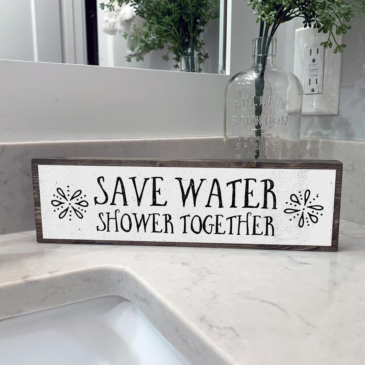 Save Water Shower Together - Wooden Sign with Metal - Farmhouse Bathroom Decor - Restroom Decor - Funny Bathroom Wall Art