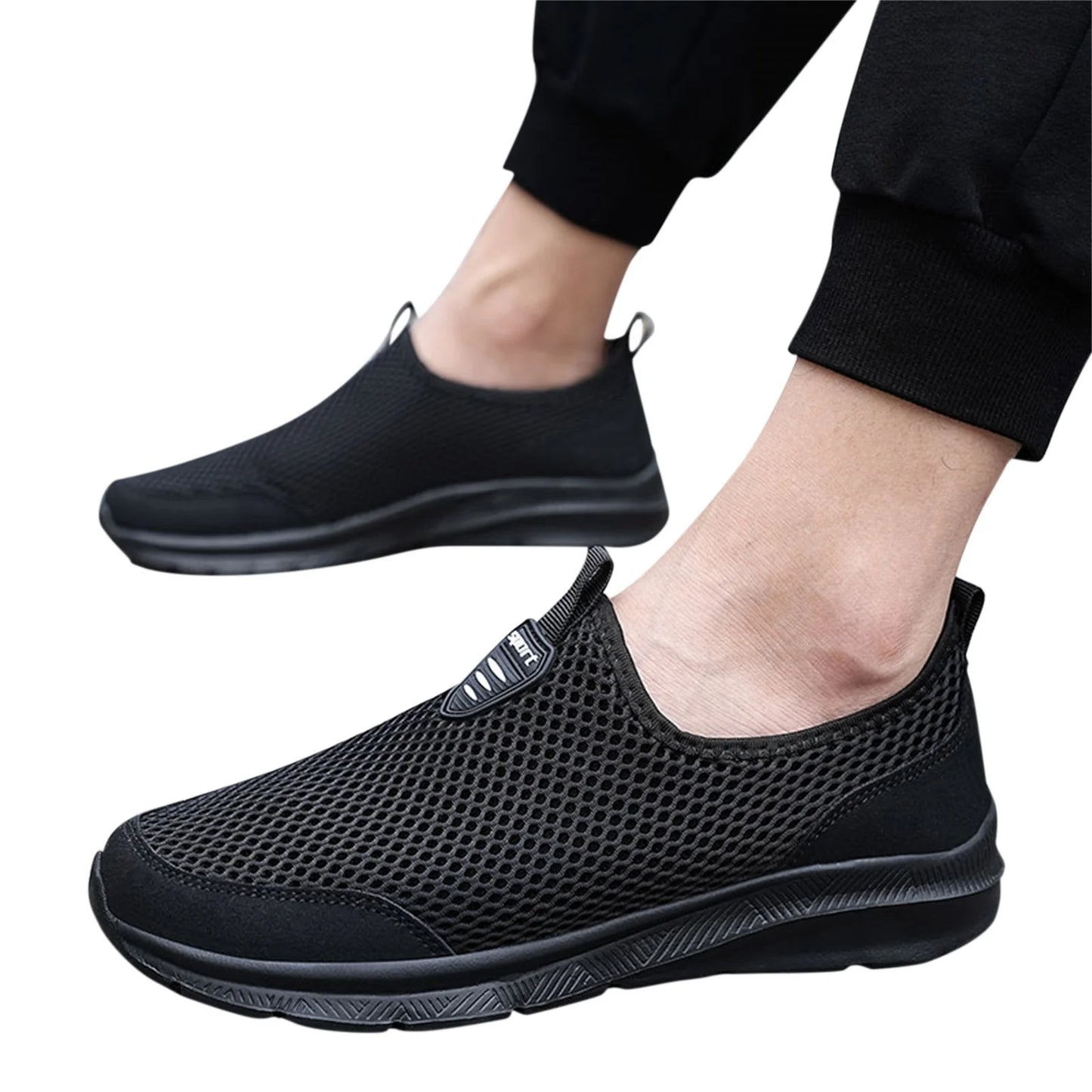 Shoes Men Mesh Breathable Men Shoes Black 44