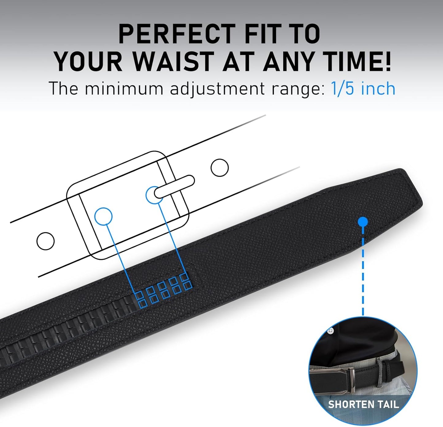 Belt Men, Leather Ratchet Dress Belts for Men Adjustable Mens Belts with Click Sliding Buckle, Trim to Fit