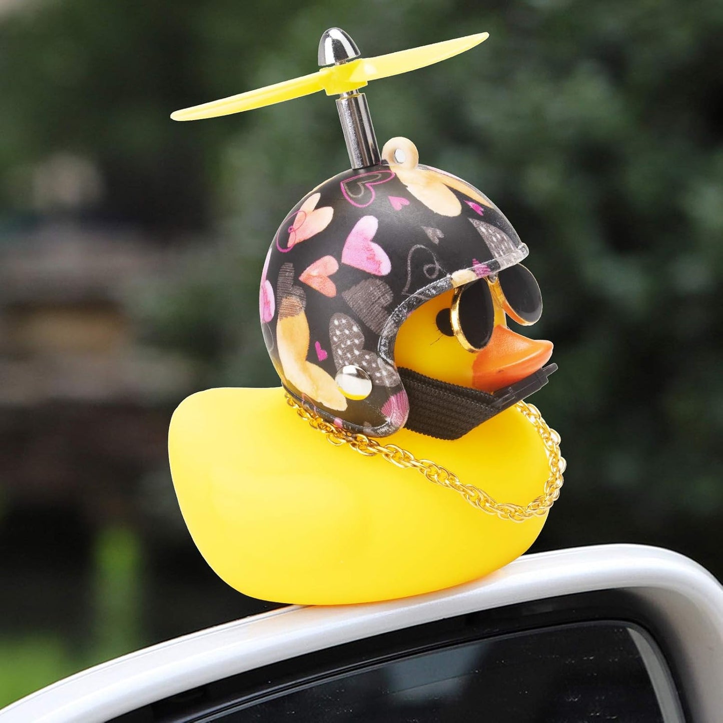 Rubber Duck Car Decorations Cute Yellow Duck Car Dashboard Ornaments with Propeller (Love)