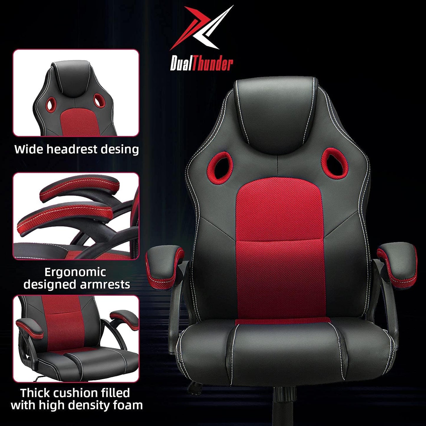 Gaming Chairs, Home Office Desk Chairs Clearance, Comfortable Cheap Gaming Office Chairs, Computer Chairs Video Game Chairs, Gaming Chairs for Teens Gamer, Swivel Rolling Chairs, Red