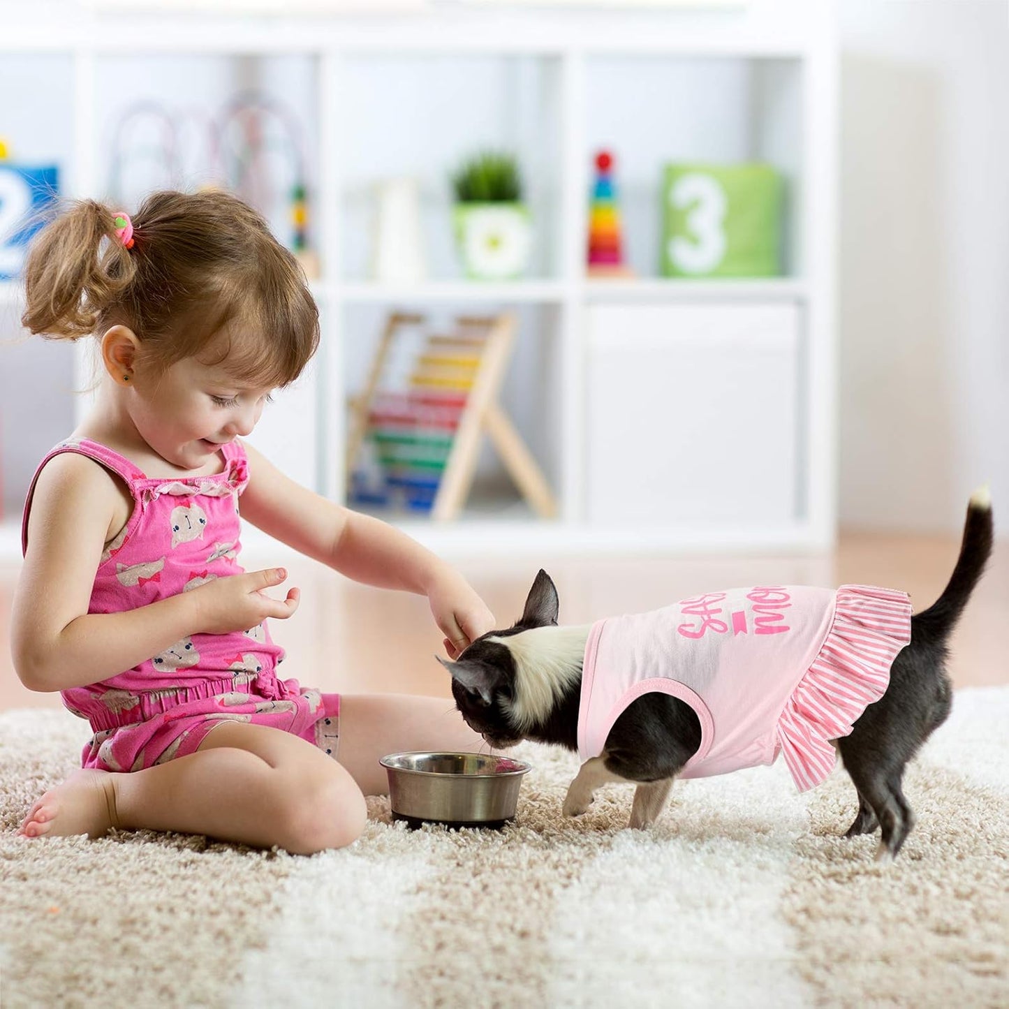 4 Pieces Pet Dress Shirt Cute Pink Dog Sundress Printed Dog Princess Dress Puppy Summer Apparel Clothes Pet Skirt Shirt with Ruffles Cloth for Small Dogs Cats Puppy(M)