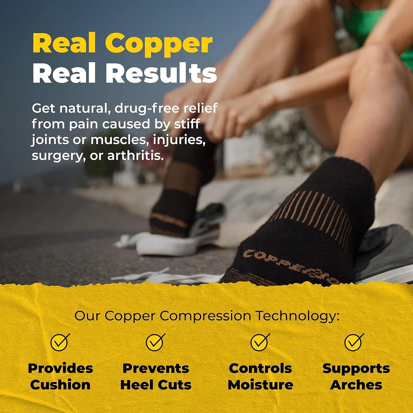 Black Ankle Compression Socks for Women- Breathable Copper Compression Socks Men, Low Cut Sock with Arch Support