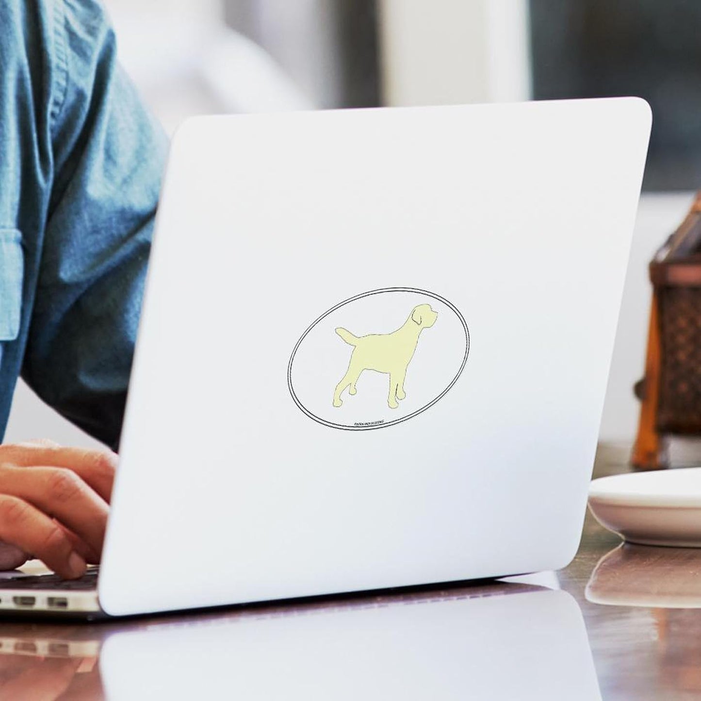 Yellow Lab Outline Oval Sticker Oval Car Bumper Sticker
