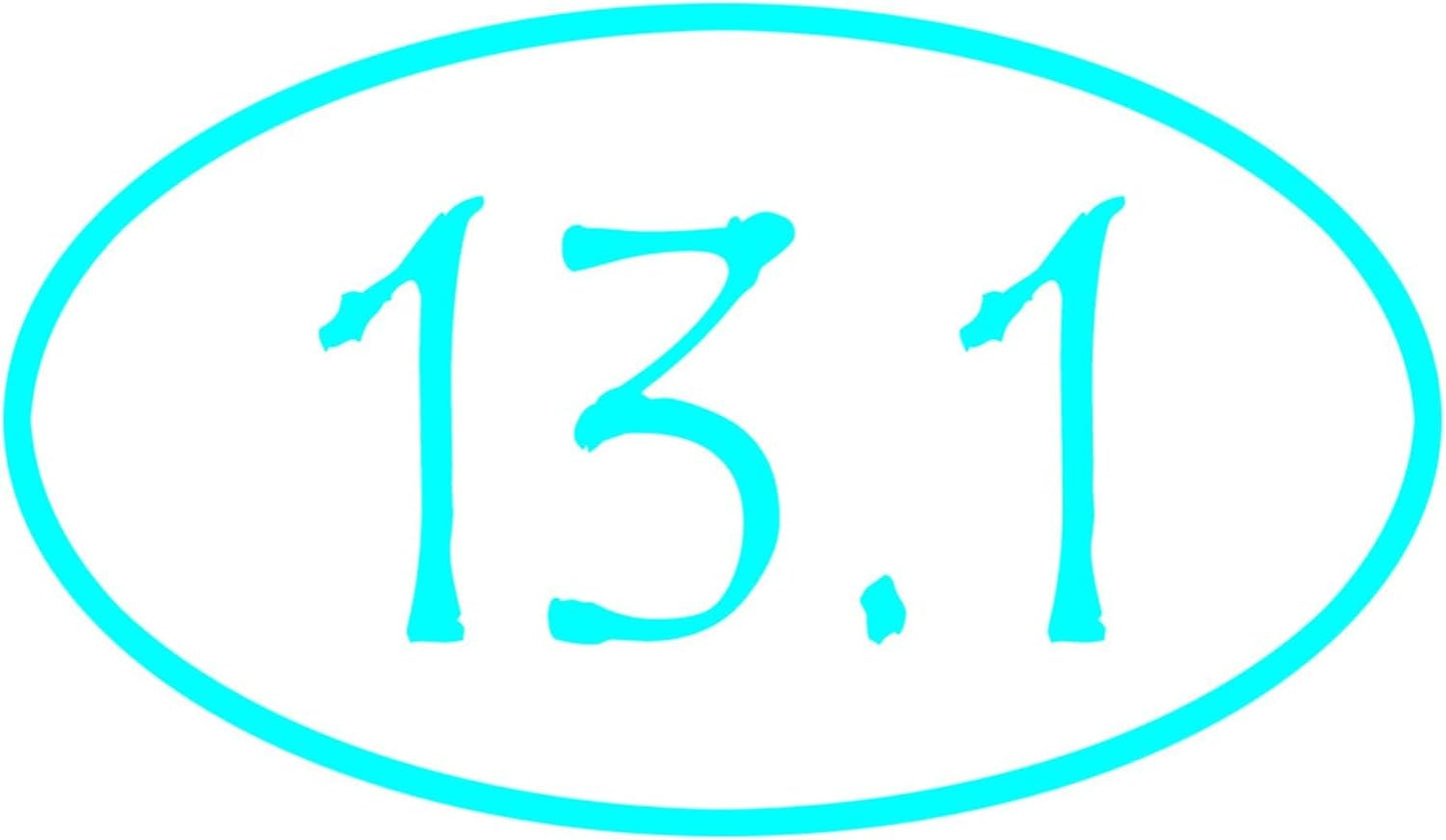 Cyan Half Marathon 13.1 Miles Oval Car Bumper Sticker