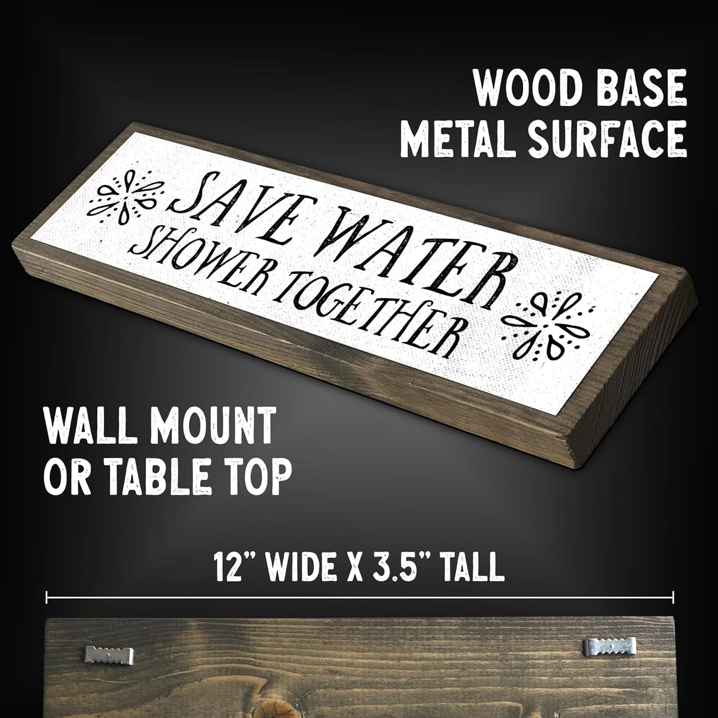 Save Water Shower Together - Wooden Sign with Metal - Farmhouse Bathroom Decor - Restroom Decor - Funny Bathroom Wall Art