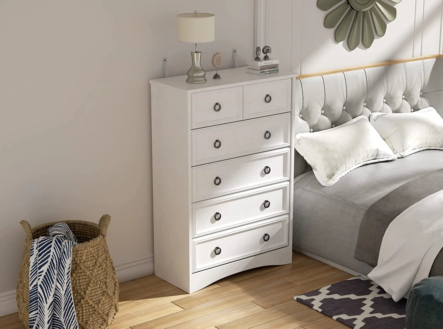 White Dressers, Modern Tall Chest of Drawers for Bedroom, 6 Drawer Dressers Organizers and Storage for Clothes