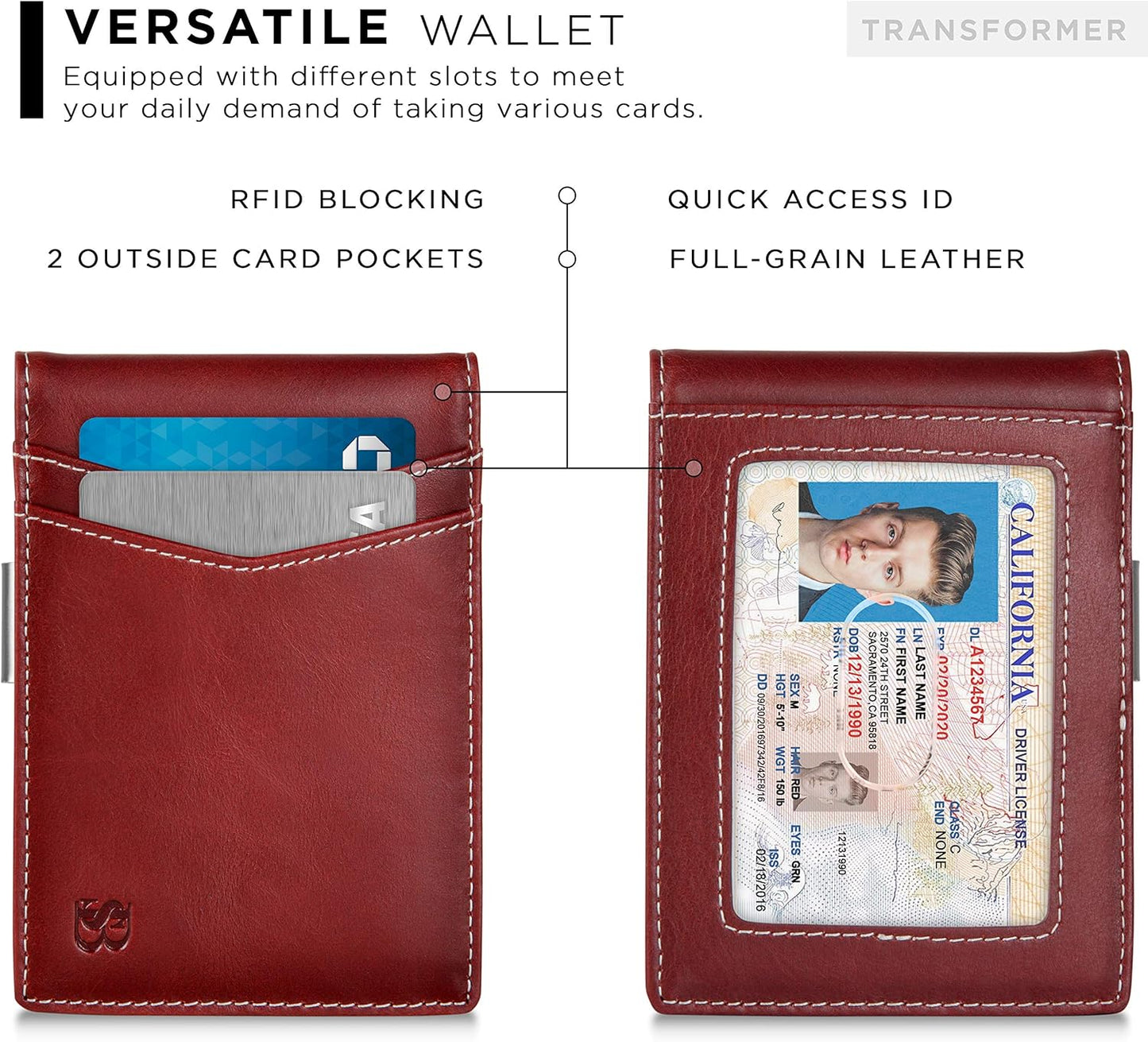Money Clip Wallet - Mens Wallets Slim Front Pocket RFID Blocking Card Holder Minimalist Mini Bifold