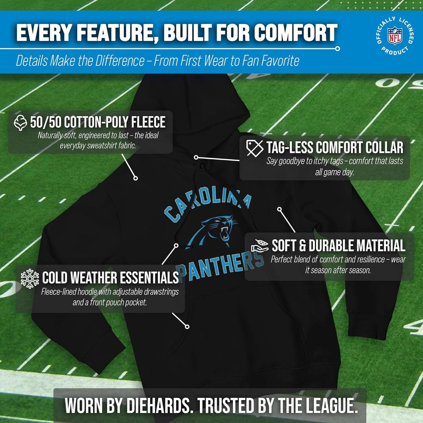 NFL Adult Gameday Football Crewneck Sweatshirt - Cotton Blend - Stay Warm, Comfortable & Stylish on Game Day