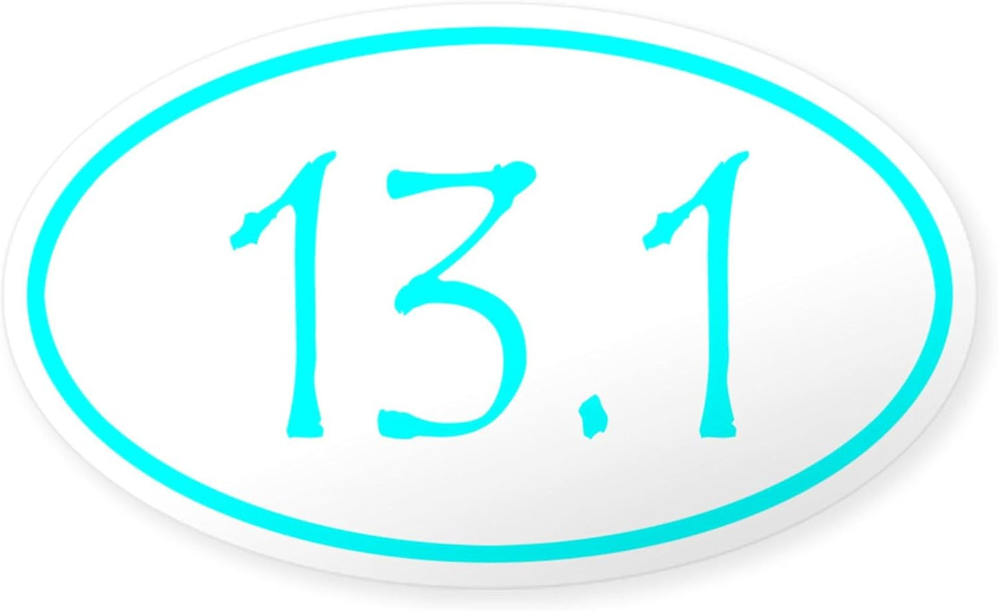 Cyan Half Marathon 13.1 Miles Oval Car Bumper Sticker