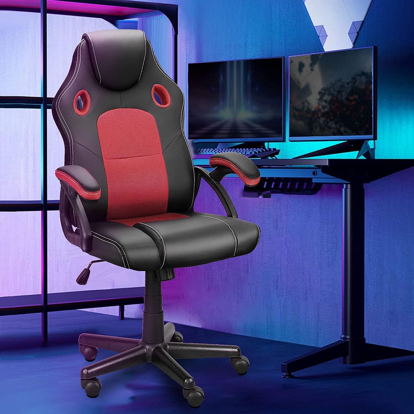 Gaming Chairs, Home Office Desk Chairs Clearance, Comfortable Cheap Gaming Office Chairs, Computer Chairs Video Game Chairs, Gaming Chairs for Teens Gamer, Swivel Rolling Chairs, Red