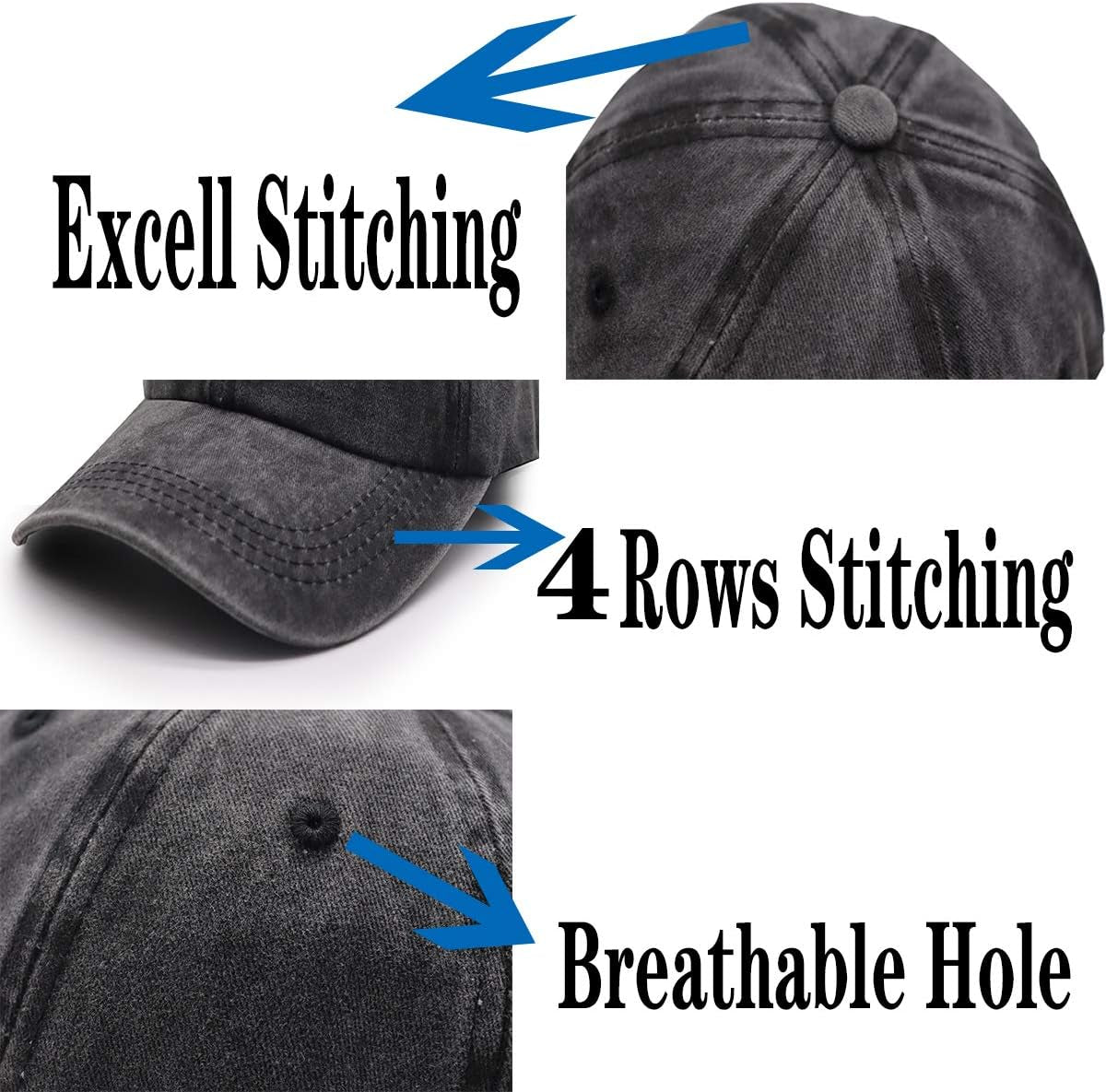 Barn Hair Don'T Care Baseball Cap, Adjustable Vintage Cotton Denim Dad Hat for Women and Men