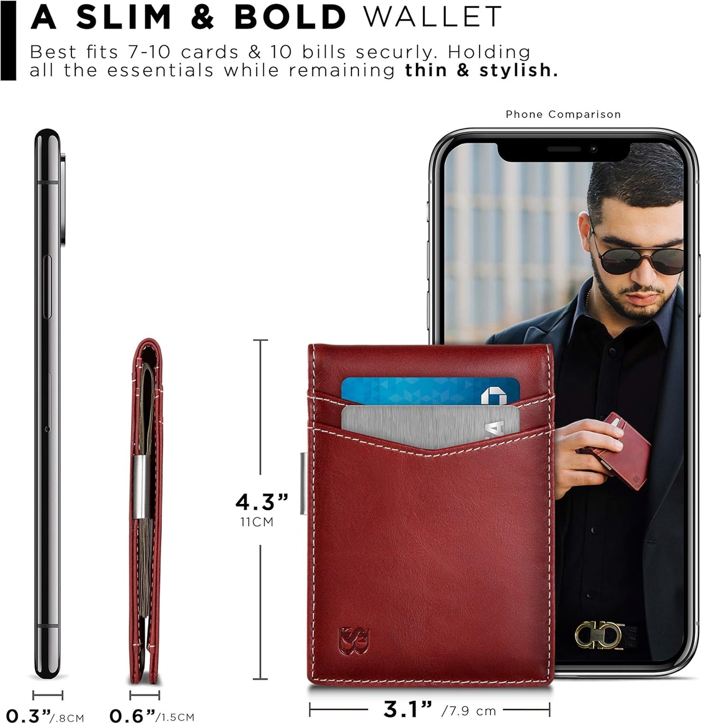 Money Clip Wallet - Mens Wallets Slim Front Pocket RFID Blocking Card Holder Minimalist Mini Bifold