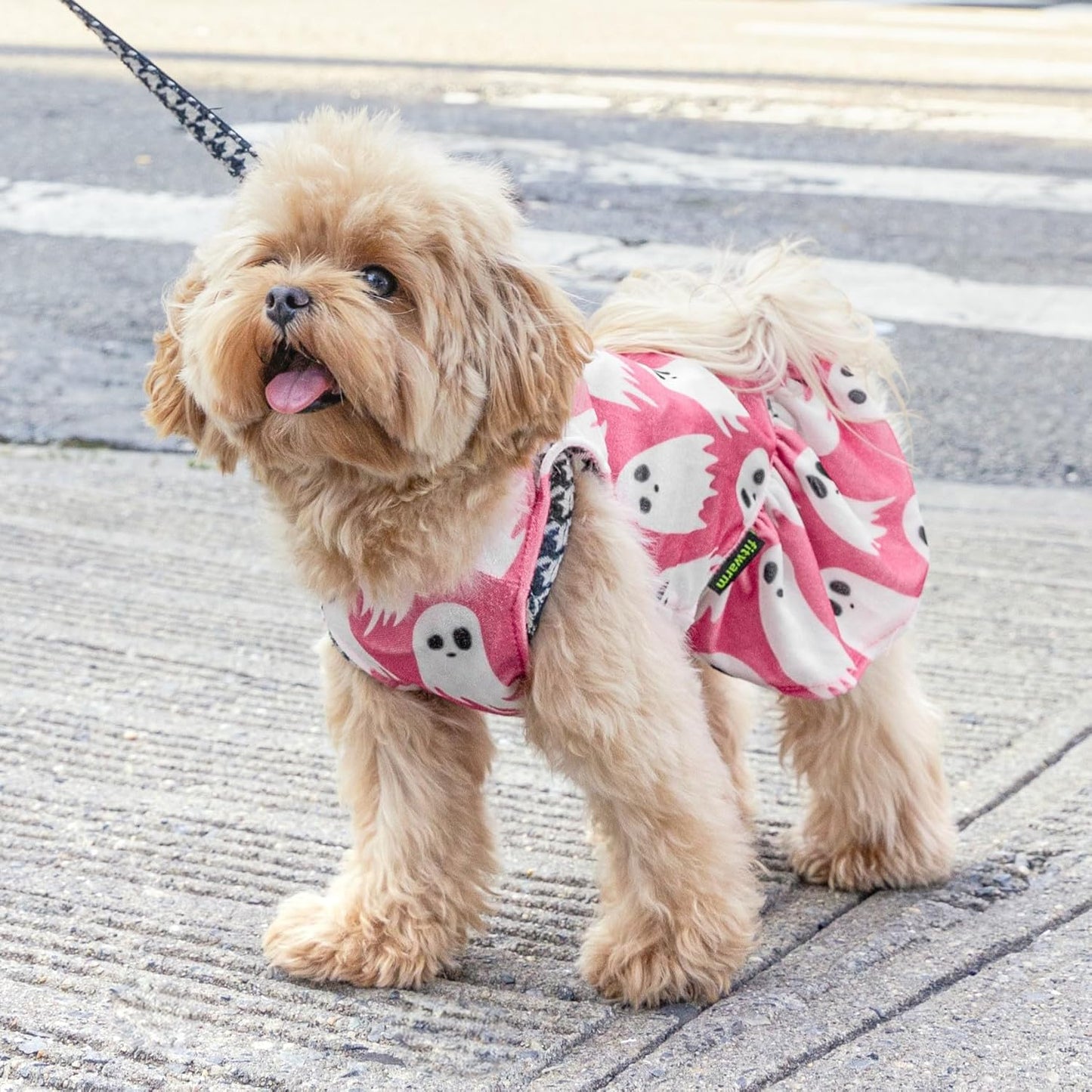 Halloween Ghost Dog Dress, Funny Dog Halloween Costumes, Doggy Clothes for Small Dogs Girl, Pet Apparel, Pink, White, Black, Medium