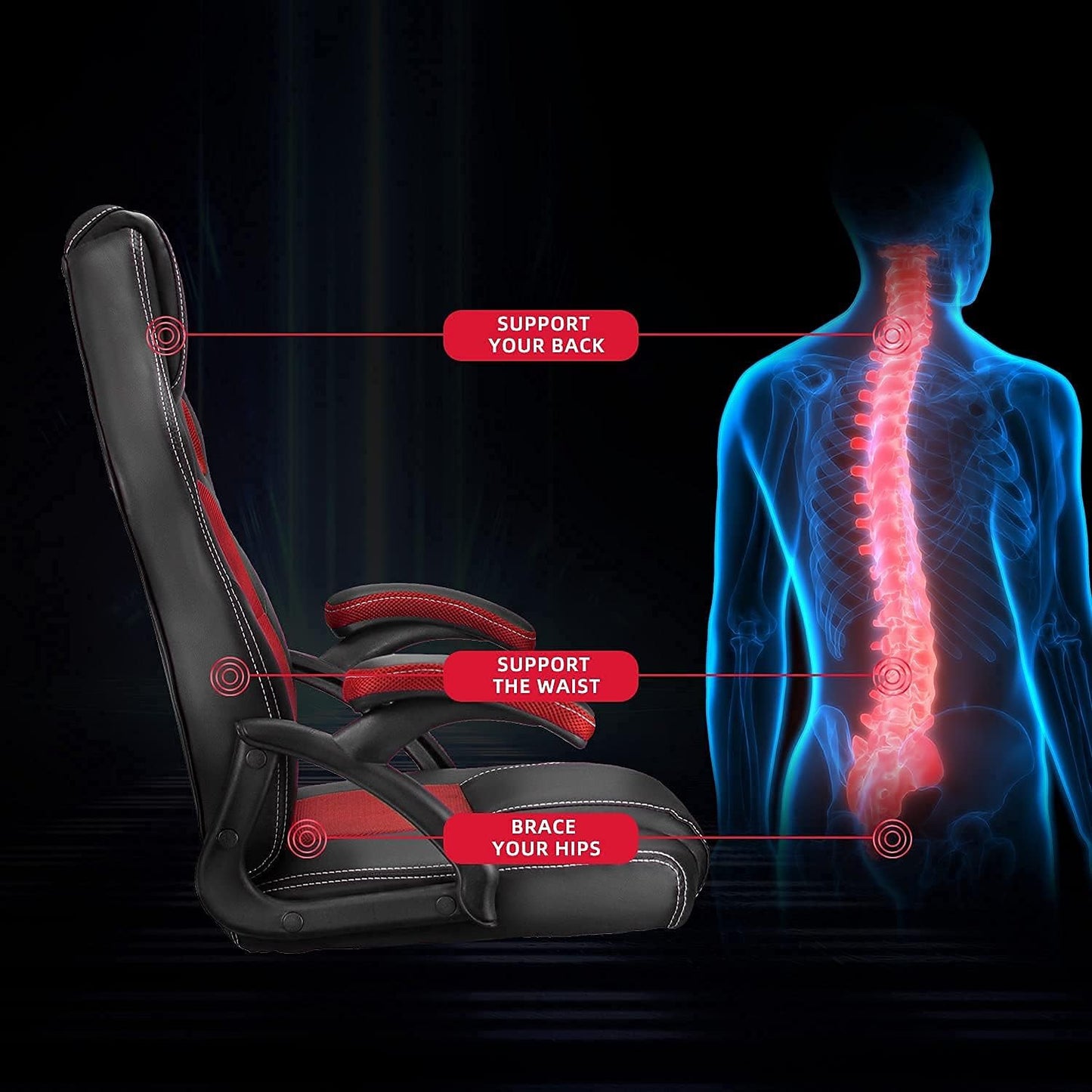 Gaming Chairs, Home Office Desk Chairs Clearance, Comfortable Cheap Gaming Office Chairs, Computer Chairs Video Game Chairs, Gaming Chairs for Teens Gamer, Swivel Rolling Chairs, Red