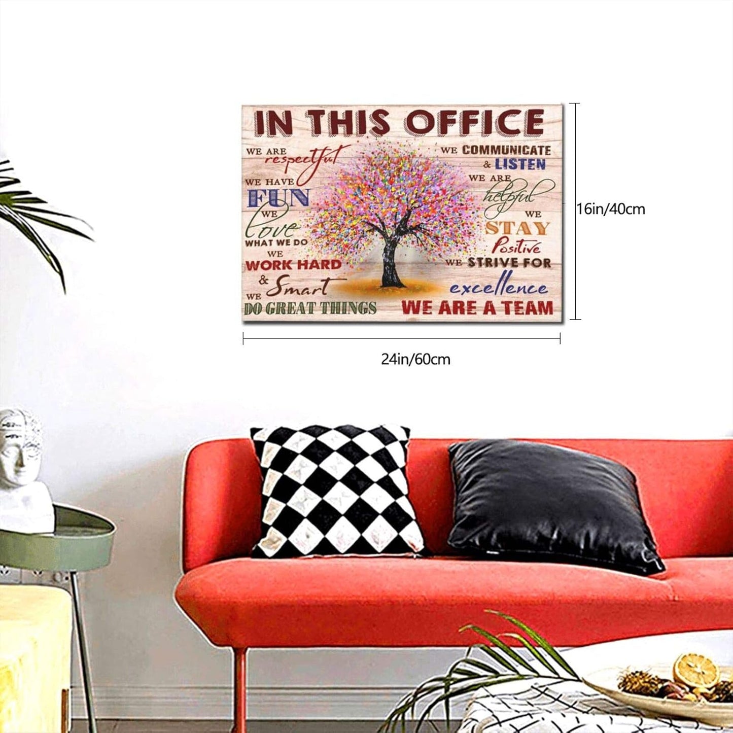 Inspirational Wall Art for Office Motivational Quotes Wall Decor Rules in This Office Framed Canvas Wall Art Modern Office Wall Decor Office Size, 24X16 Inch