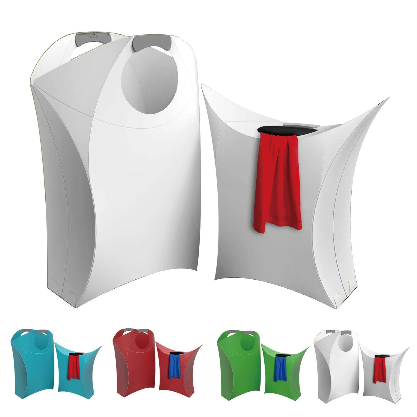 Collapsible Laundry Hamper with Durable Handles, White