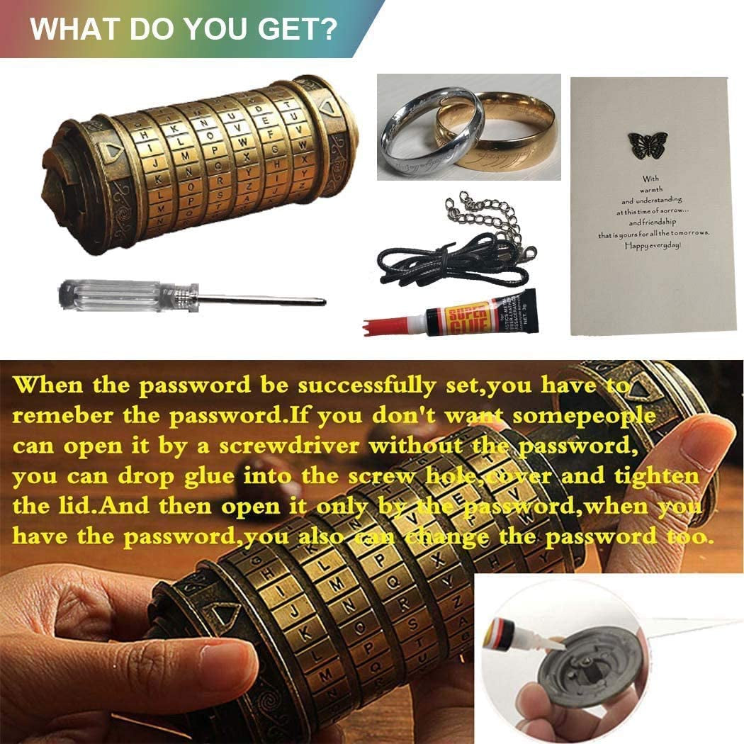 Cryptex Da Vinci Code Mini Cryptex Lock Puzzle Boxes with Hidden Compartments Anniversary Valentine'S Day Romantic Birthday Gifts for Her Gifts for Girlfriend Box for Men