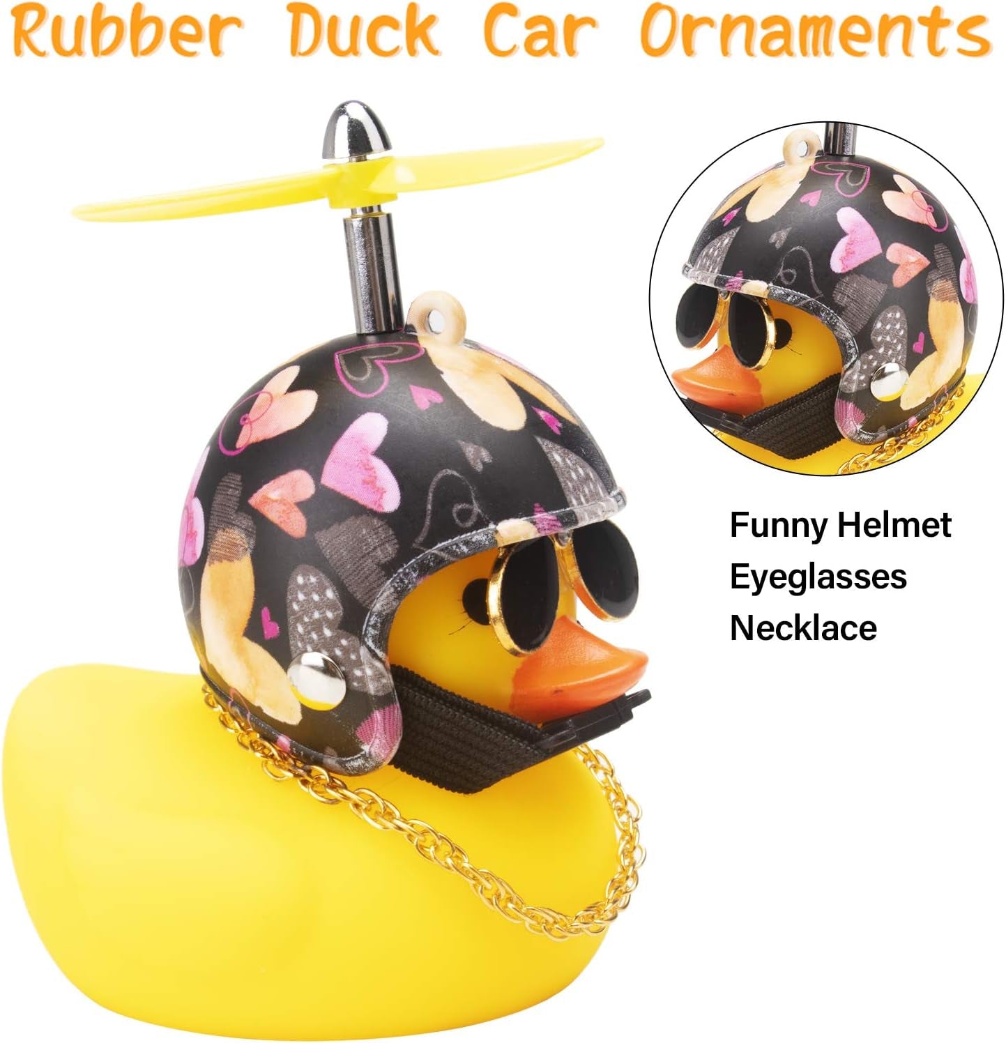 Rubber Duck Car Decorations Cute Yellow Duck Car Dashboard Ornaments with Propeller (Love)