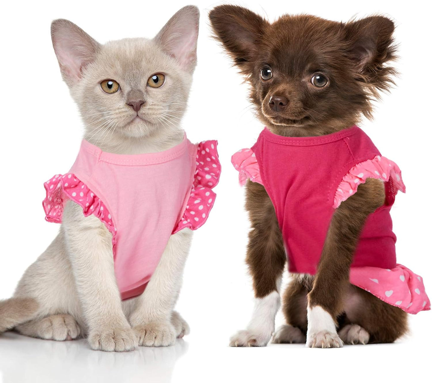 4 Pieces Pet Dress Shirt Cute Pink Dog Sundress Printed Dog Princess Dress Puppy Summer Apparel Clothes Pet Skirt Shirt with Ruffles Cloth for Small Dogs Cats Puppy(M)