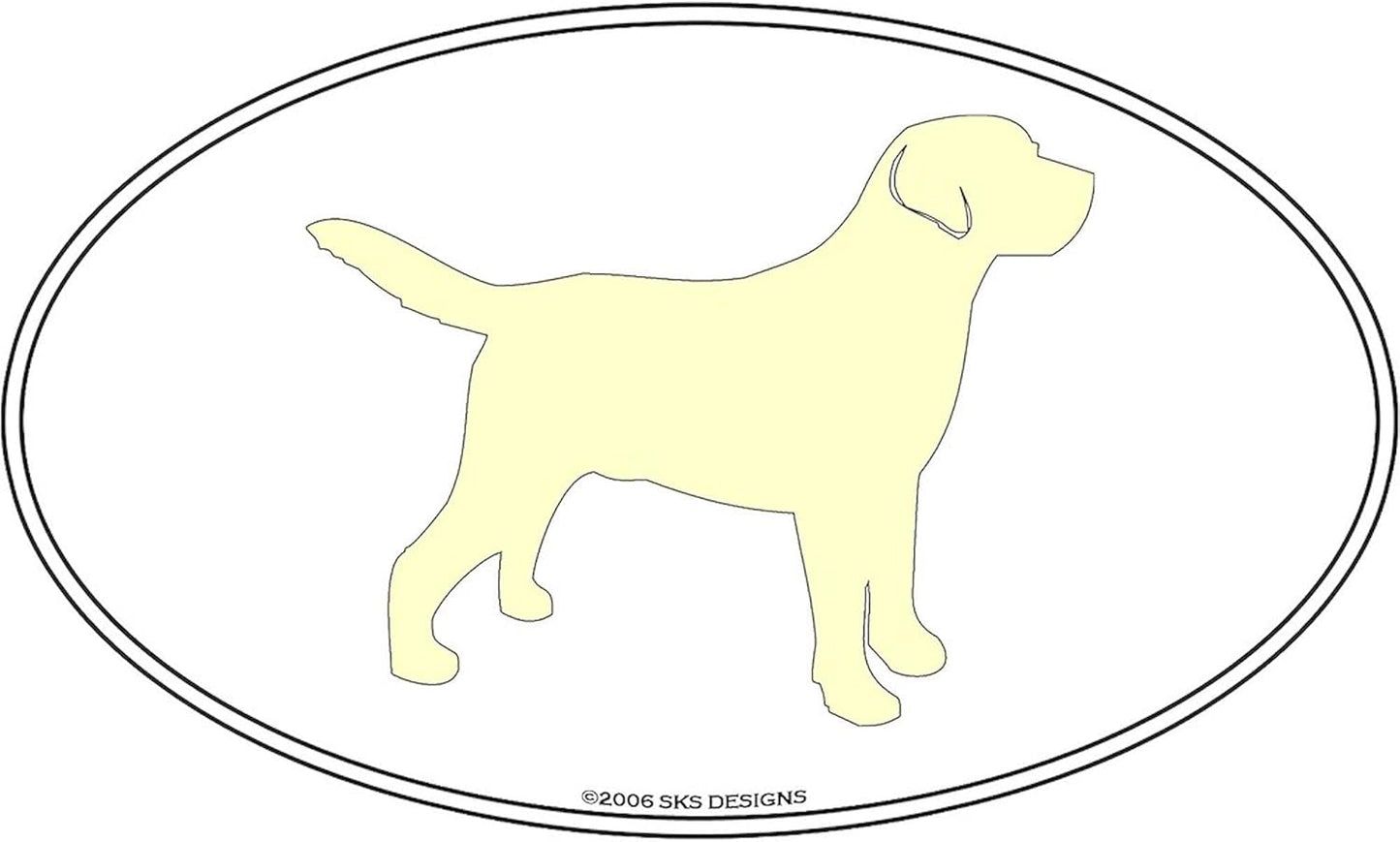 Yellow Lab Outline Oval Sticker Oval Car Bumper Sticker