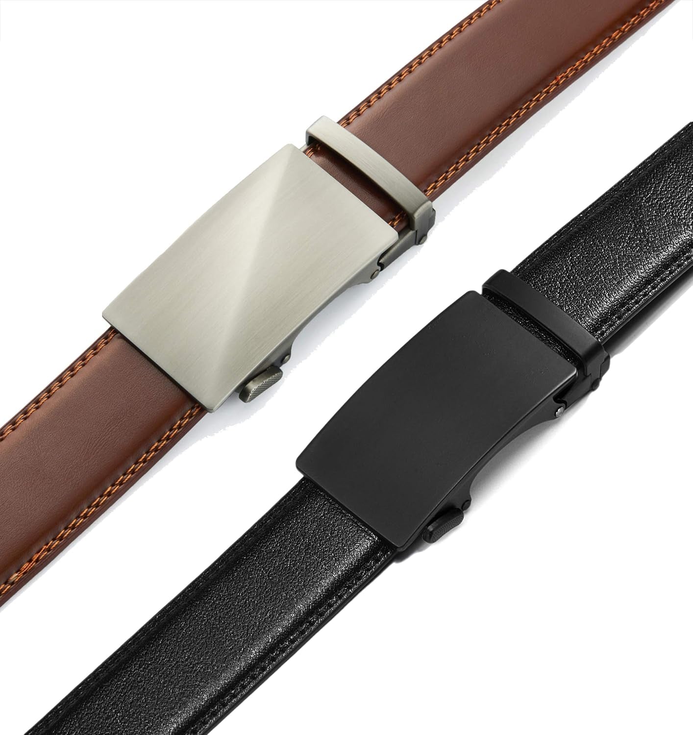 Leather Ratchet Belt Men 2 Pack - Customizable Fit, Effortless Style (35Mm)