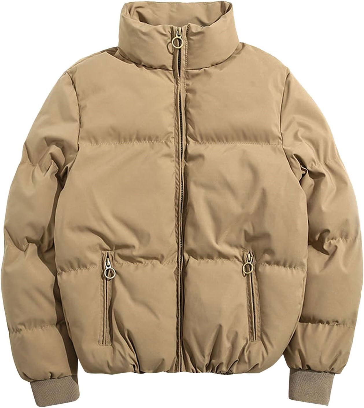Womens Puffer Jacket with Hood 2021,Winter Cotton Lightweight Warm Packable down Slim Fit Hooded Fashion Goose Parka Coat, Coffee, Xx-Large