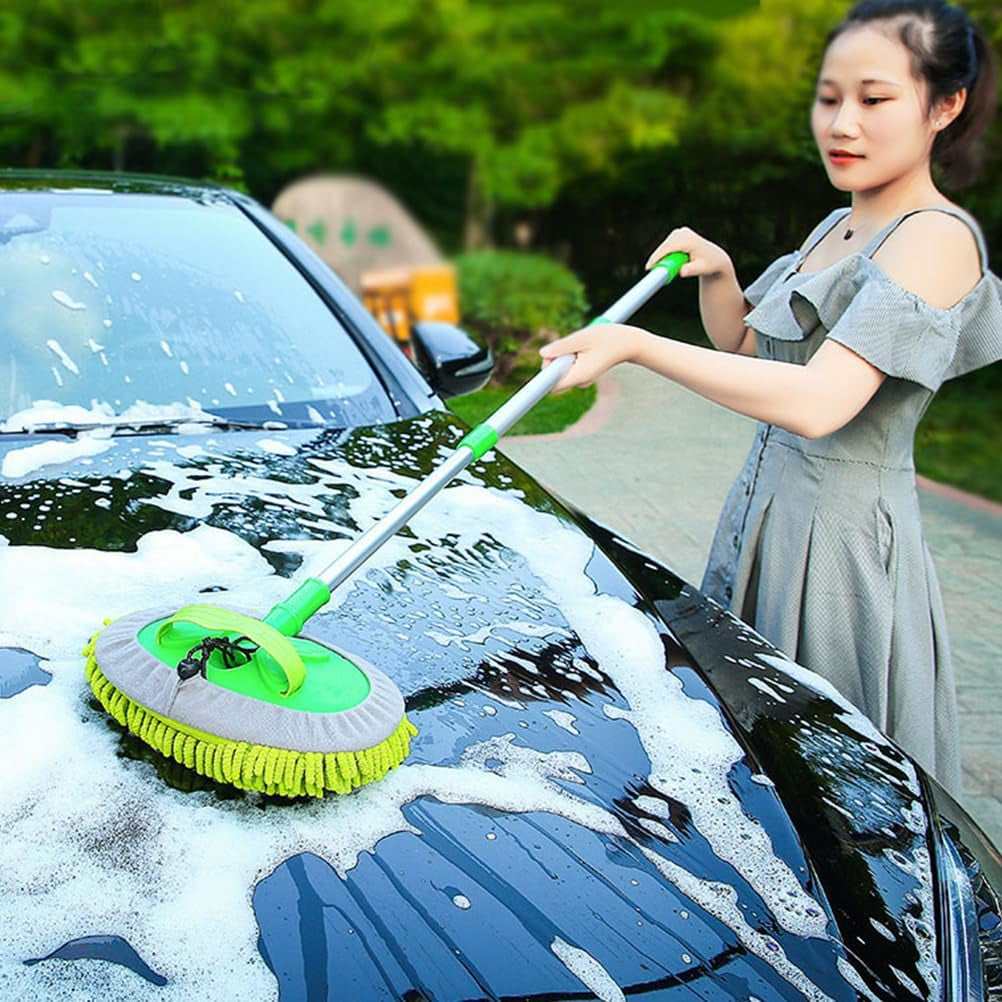 Microfiber Car Wash Brush Mop Mitt, Car Cleaning Supplies Kit Duster Washing Car Tools Accessories, Scratch- Replacement Head