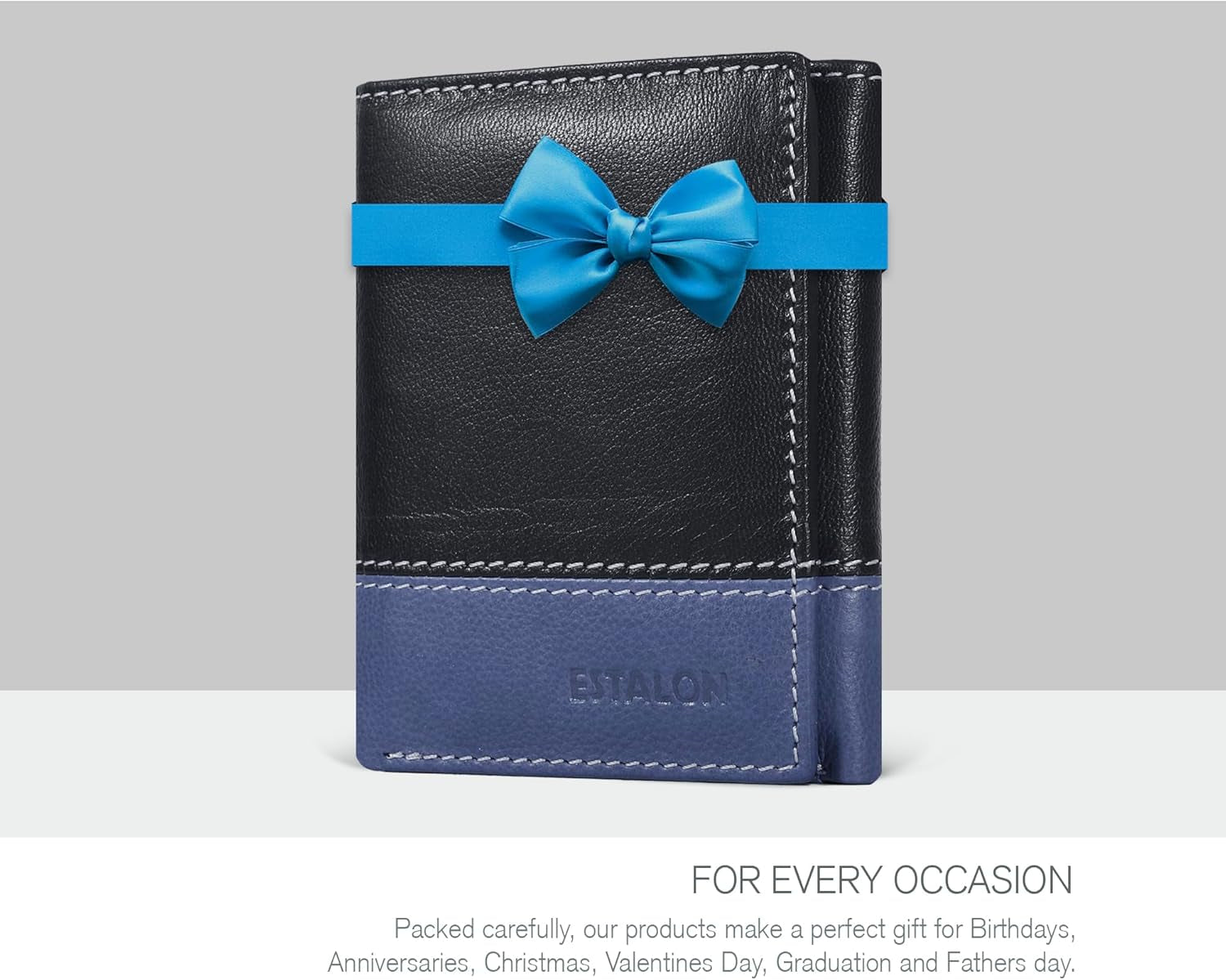 Leather Trifold Wallet for Men - RFID Blocking - 6 Card Slots, 2 Slip Pockets & 1 Front ID Window - Minimalist Design, Slim Wallet