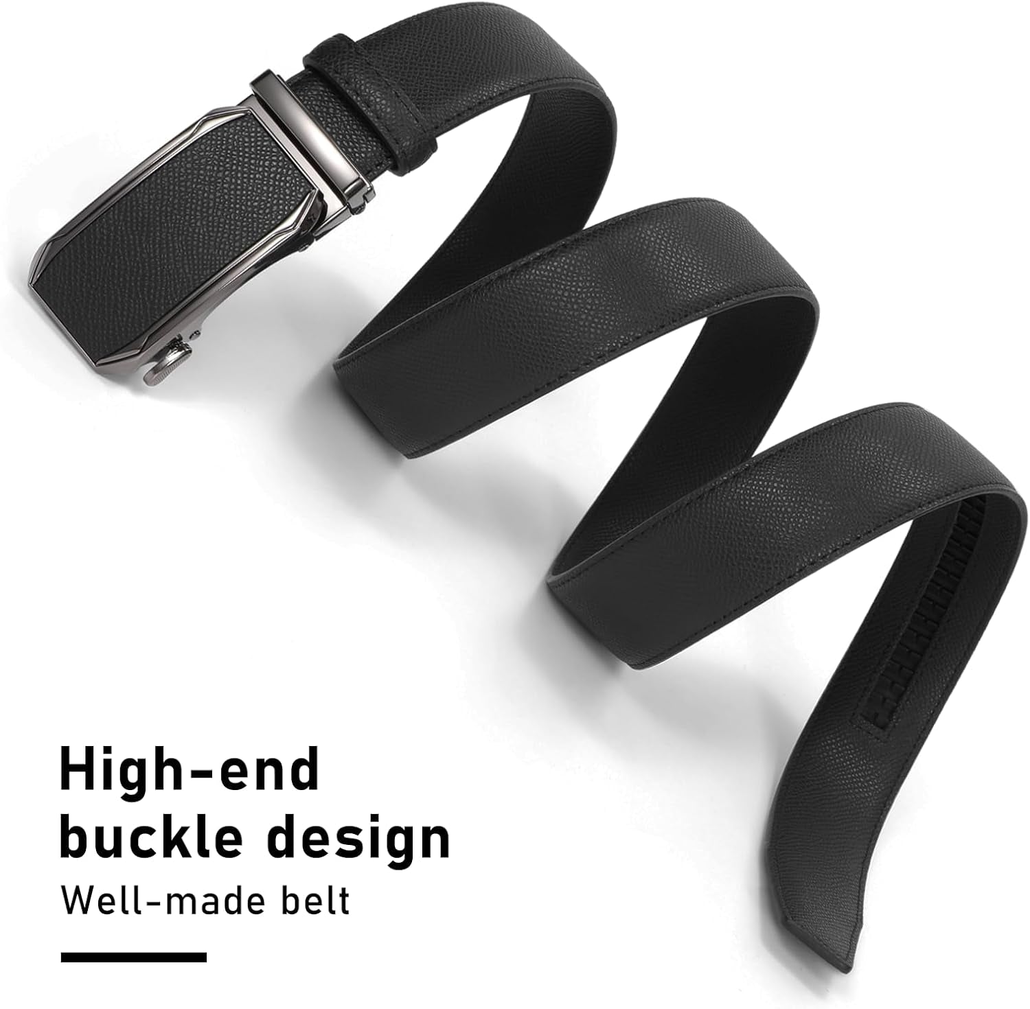 Belt Men, Leather Ratchet Dress Belts for Men Adjustable Mens Belts with Click Sliding Buckle, Trim to Fit