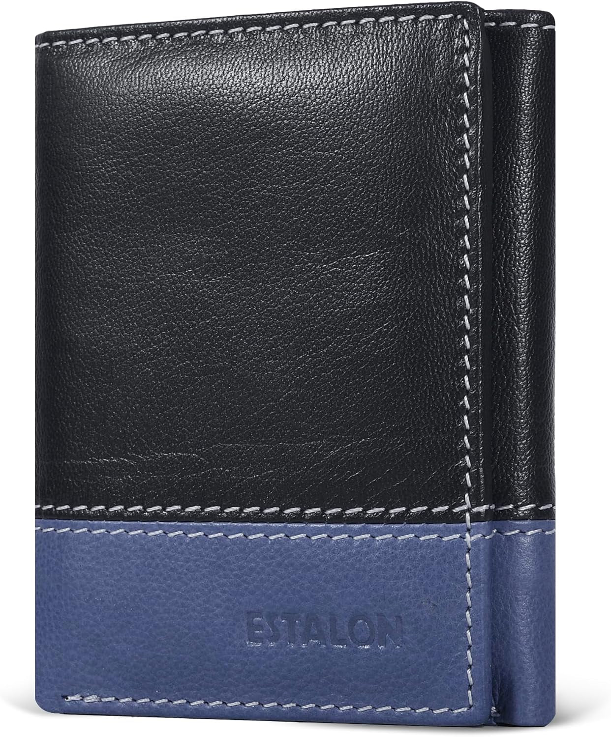 Leather Trifold Wallet for Men - RFID Blocking - 6 Card Slots, 2 Slip Pockets & 1 Front ID Window - Minimalist Design, Slim Wallet