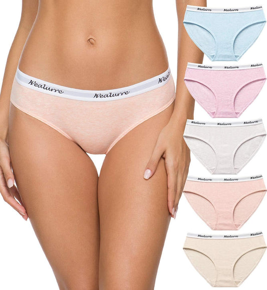 Womens Underwear Cotton Bikini Breathable Sport Low Rise Panty for Women Multipack