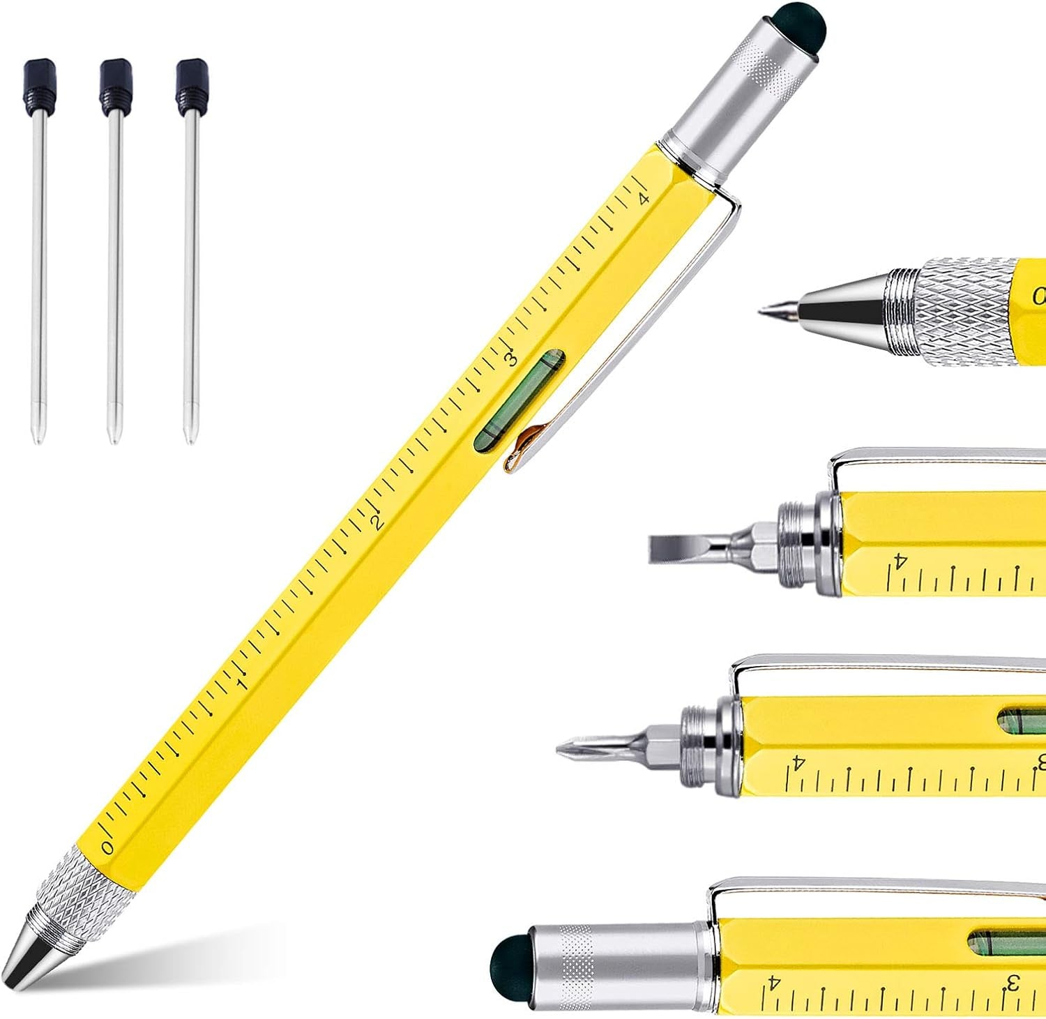 6 in 1 Multitool Pen - Christmas & White Elephant Gift for Dad, Cool Gadget for Men Who Have Everything