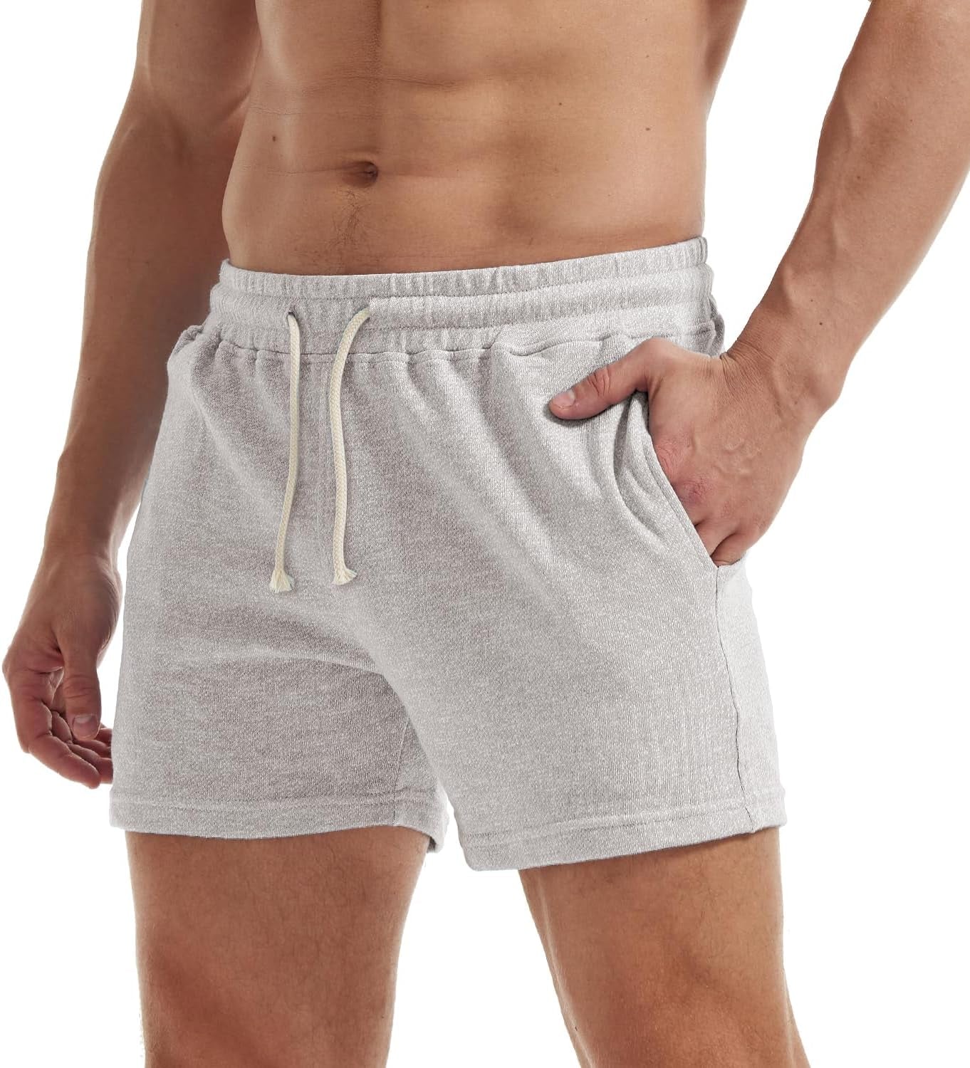 Mens Athletic Sweat Shorts 5.5" Elastic Waist Casual Pajama Short with Pocket Gym Workout Short Shorts for Men