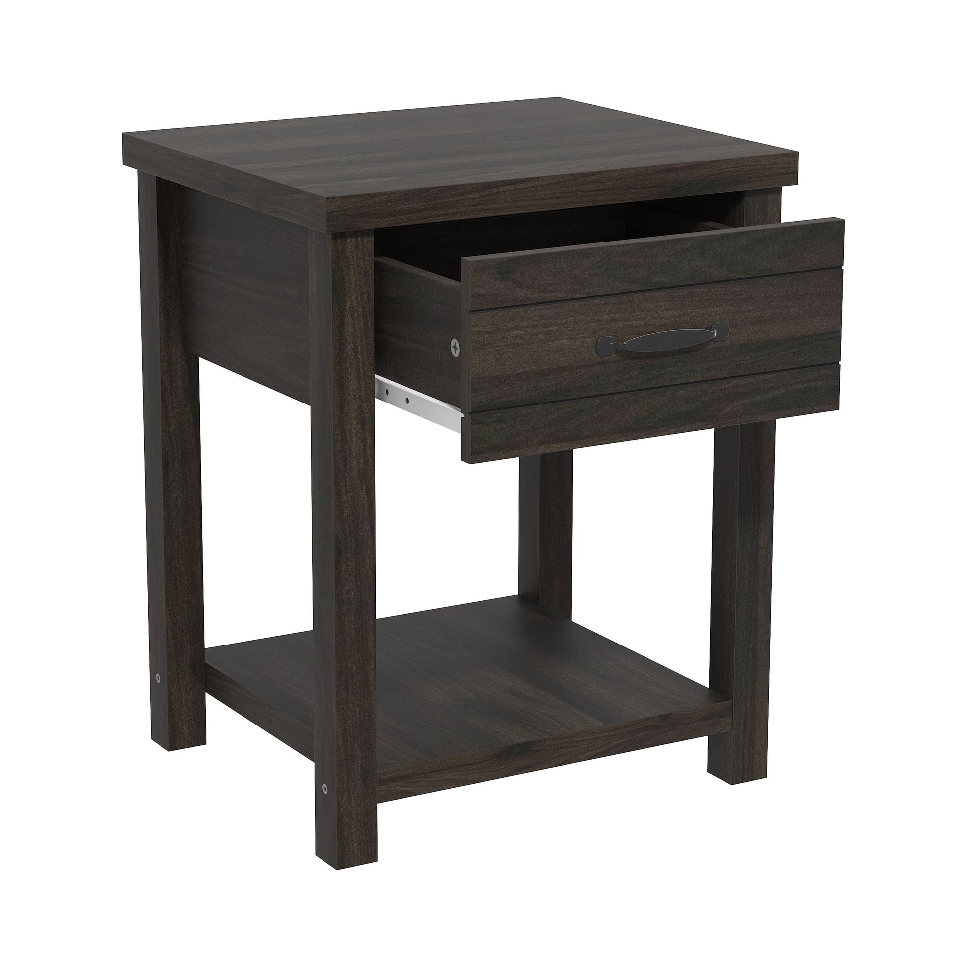 Lancaster Farmhouse 1 Drawer Nightstand, Set of 2, Dark Espresso