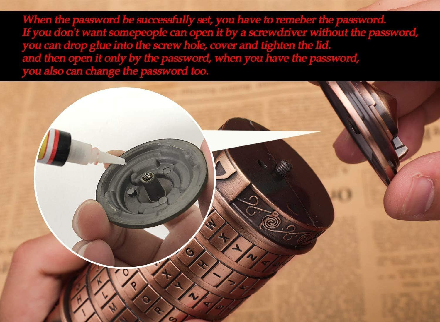 Cryptex Da Vinci Code Mini Cryptex Lock Puzzle Boxes with Special Compartments Anniversary Valentine'S Day Romantic Birthday Gifts for Her Gifts for Girlfriend Box for Men