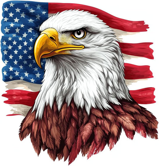 American Bald Eagle Car Sticker, Auto Die Cut Decal for Bumper Window Rear Panel, Patriot Eagle Sticker Car Accessory, American Pride Decal, 1PC (A)