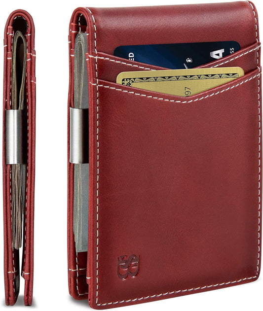 Money Clip Wallet - Mens Wallets Slim Front Pocket RFID Blocking Card Holder Minimalist Mini Bifold