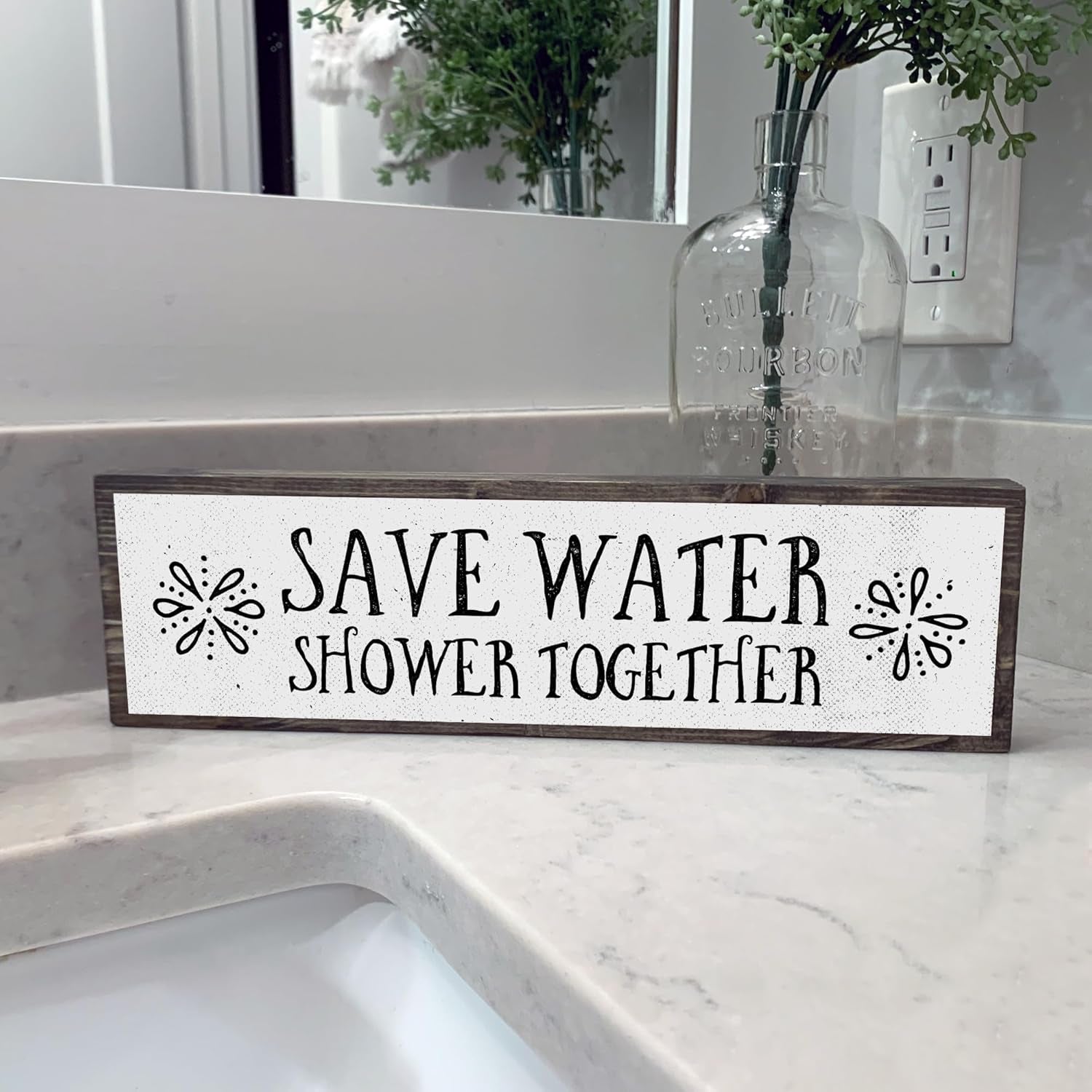 Save Water Shower Together - Wooden Sign with Metal - Farmhouse Bathroom Decor - Restroom Decor - Funny Bathroom Wall Art