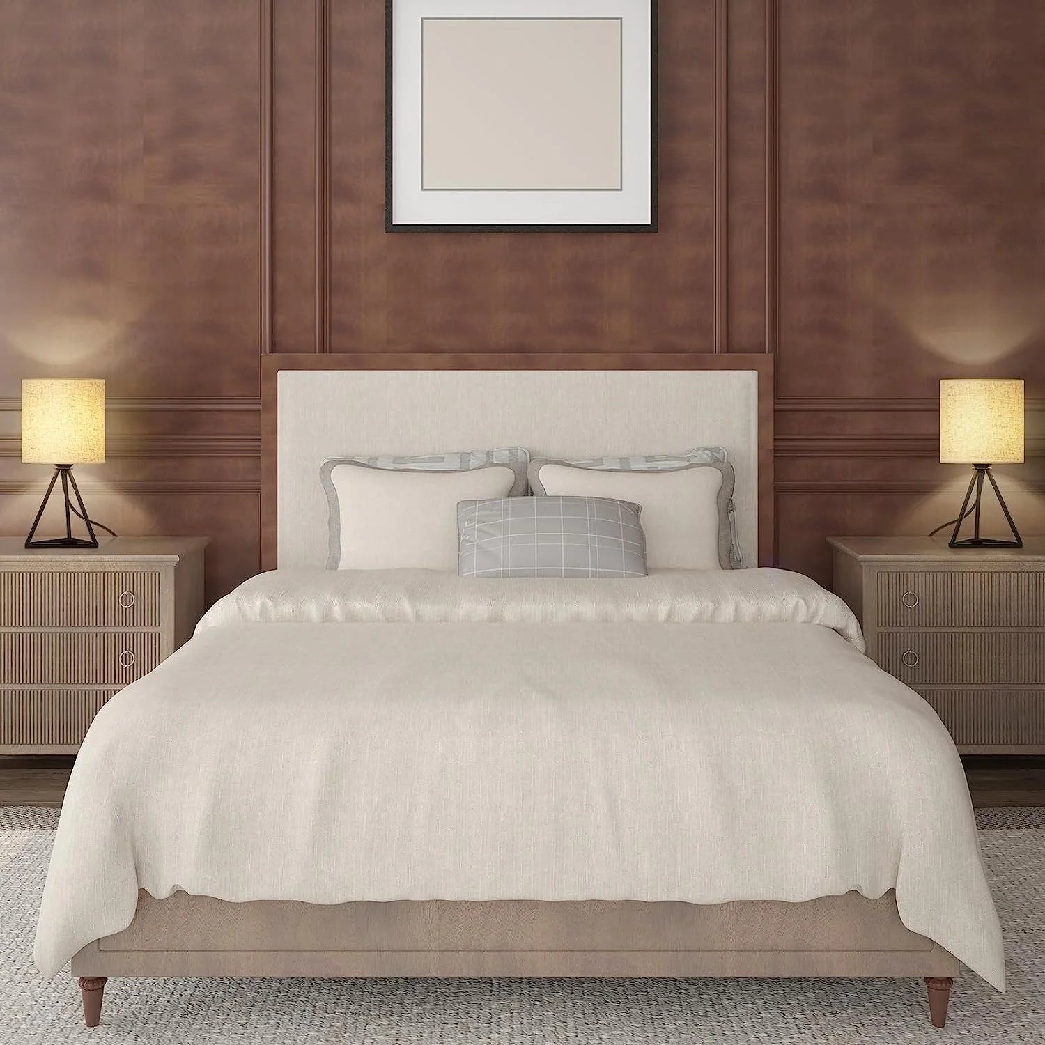 Bedside Table Lamps Set of 2 Small Metal Nightstand Lamps with Linen Shade