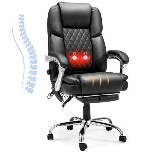 Executive Office Chair W/ Adjustable Lumbar Support,Massage Office Chair for Adult,Black
