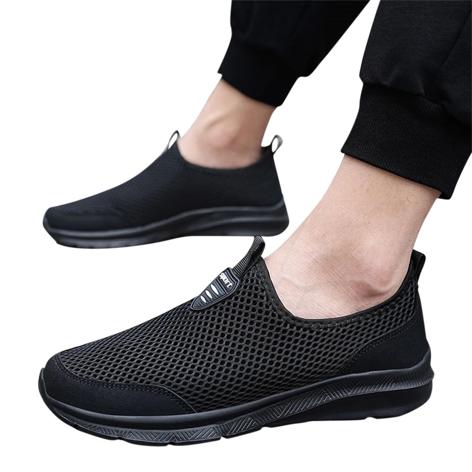 Shoes Men Mesh Breathable Men Shoes Black 44