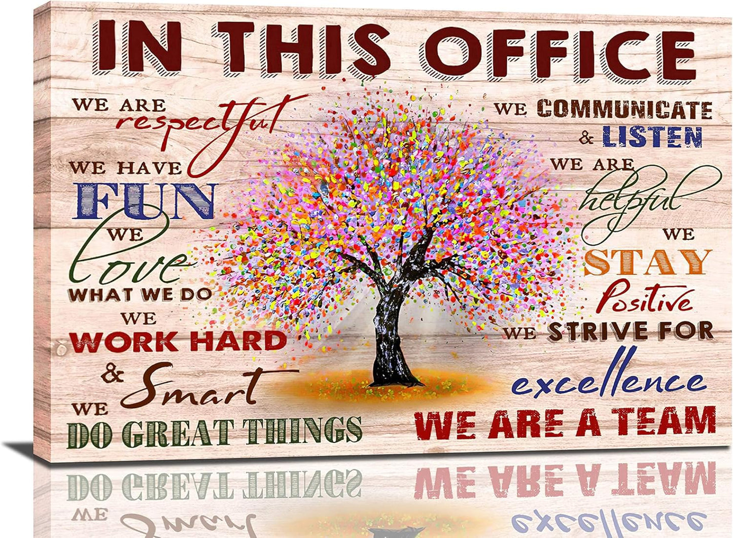 Inspirational Wall Art for Office Motivational Quotes Wall Decor Rules in This Office Framed Canvas Wall Art Modern Office Wall Decor Office Size, 24X16 Inch